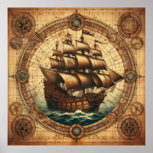 Ancient Pirat Sailing Frakt 3 Poster