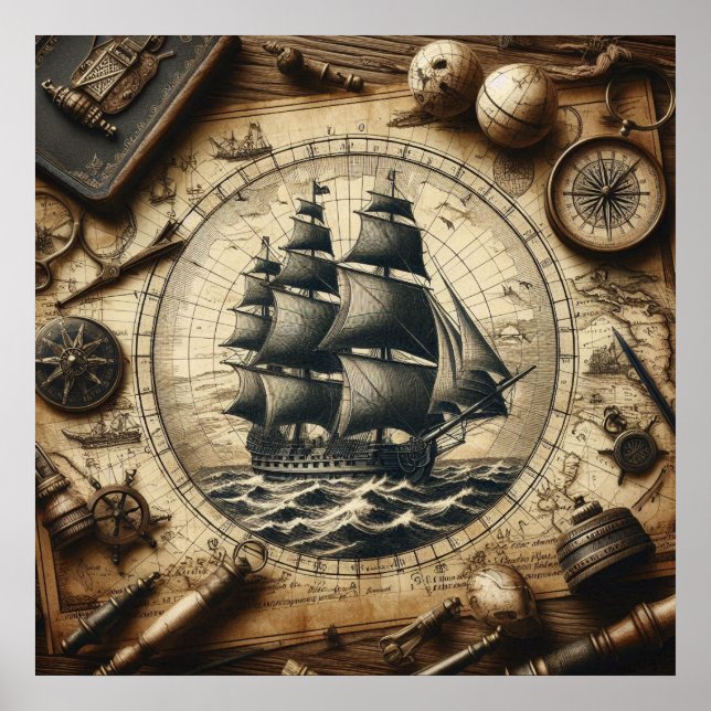 Ancient Pirat Sailing Frakt 4 Poster (Framsidan)
