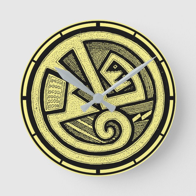 Ancient Pueblo Tribal Pottery Southwest Art Rund Klocka (Framsida)