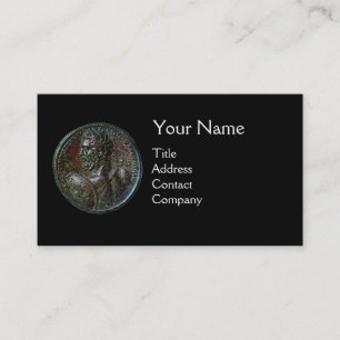 ANCIENT ROMAN BRONZE MEDALLION MONOGRAM Black Visitkort