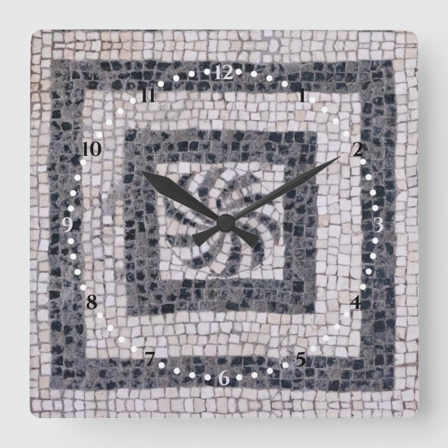 Ancient Roman Mosaic Spiral Fyrkantig Klocka (Framsida)