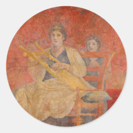 Ancient Roman Pompeii Grbor Fresco Musician Art Runt Klistermärke