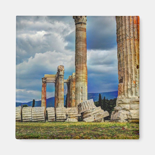 Ancient Ruins i Aten Grekland Magnet (Framsidan)