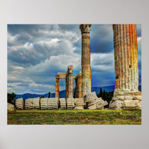 Ancient Ruins i Aten Grekland Poster
