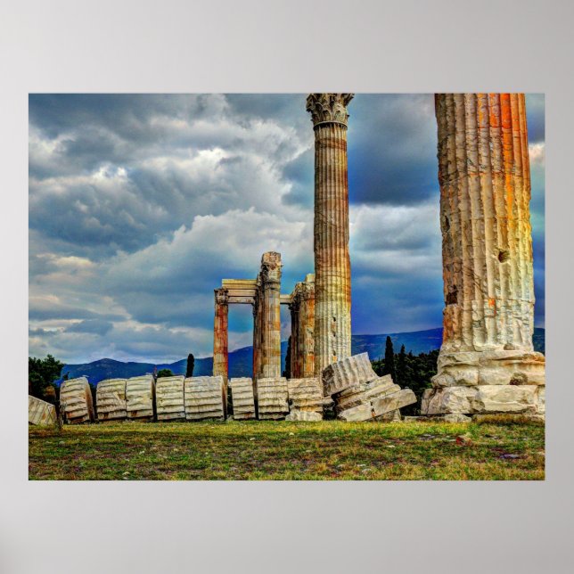 Ancient Ruins i Aten Grekland Poster (Framsidan)