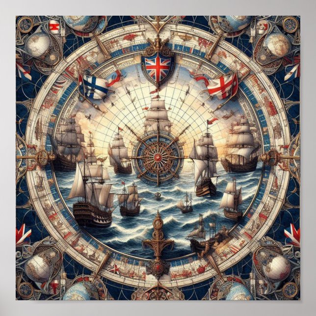 Ancient Sailing Fraktass - England - Norge - Finla Poster (Framsidan)