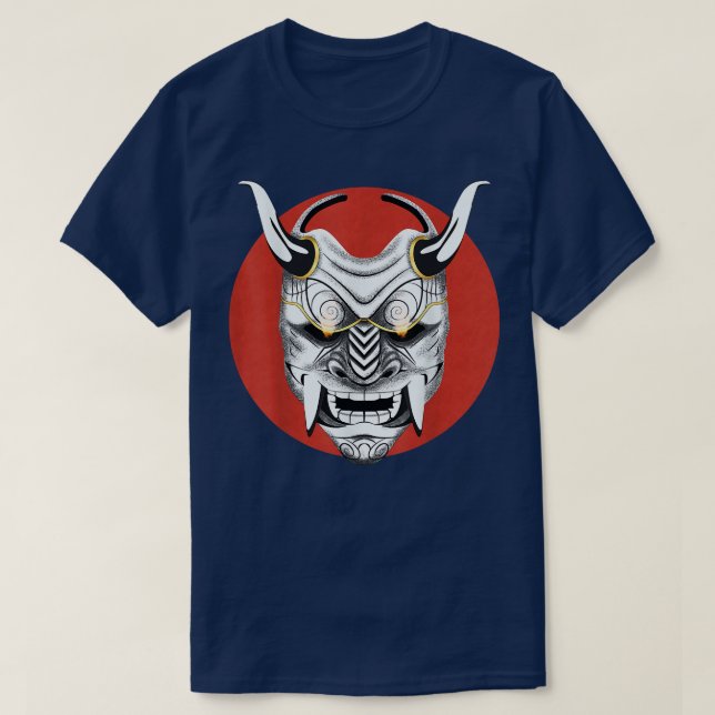 Ancient Samurai japansk Oni Mask Design Ogre Samu T Shirt (Design framsida)