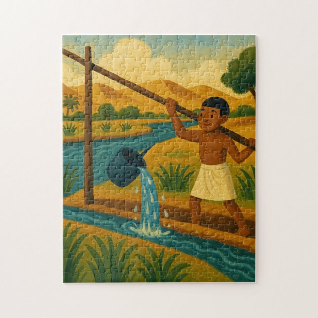 Ancient Shaduf Helig Puzzle Blue Grönt Pussel (Vertikal)