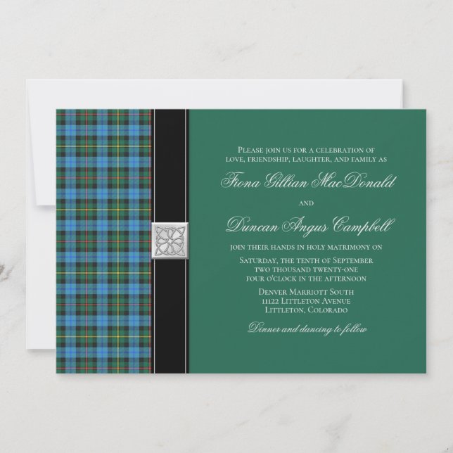 Ancient Smith Grönt Tartan Wedding-inbjudan Inbjudningar (Framsida)