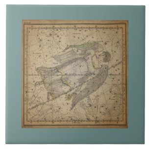 Ancient Star-diagram över Våg vid Måne  Kakelplatta