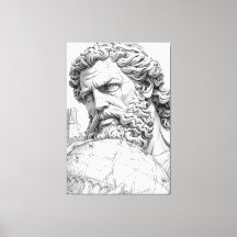 Ancient Stone Atlas Titan Close-up Sculpture Canva