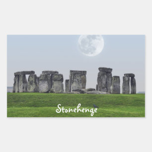Ancient Stonehenge och Måne Salisbury, England Rektangulärt Klistermärke