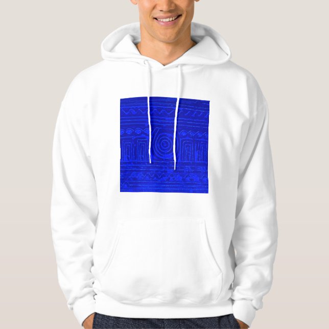 Ancient Sumerian Mesopotamian Mönster Blue Hoodie (Framsida)