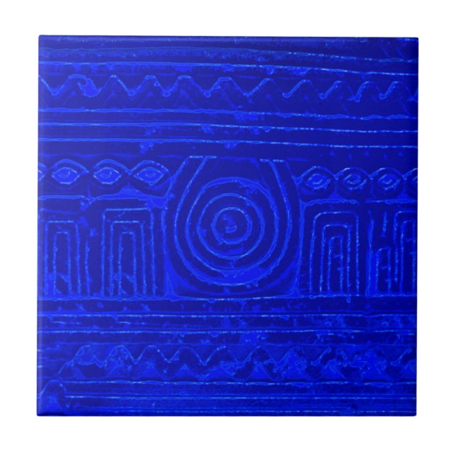Ancient Sumerian Mesopotamian Mönster Blue Kakelplatta (Framsidan)
