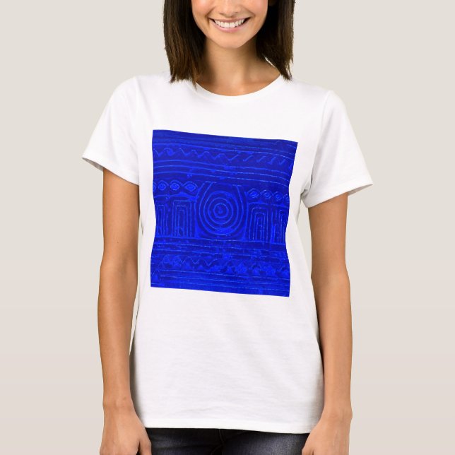 Ancient Sumerian Mesopotamian Mönster Blue T Shirt (Framsida)
