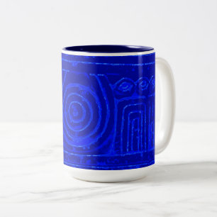 Ancient Sumerian Mesopotamian Mönster Blue Två-Tonad Mugg