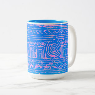 Ancient Sumerian Mesopotamian Mönster Blue Två-Tonad Mugg