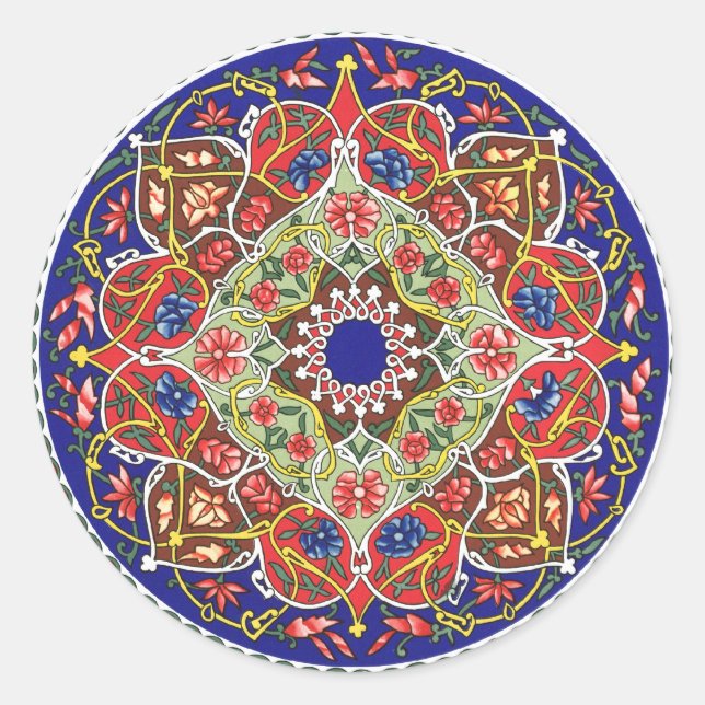 Ancient Tadjik Design Sticker Runt Klistermärke (Framsida)