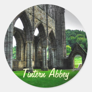 Ancient TAT Abbey, Cistercian Monastery, Wales Runt Klistermärke