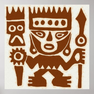 Ancient teckning Peru Warrior Squor Poster