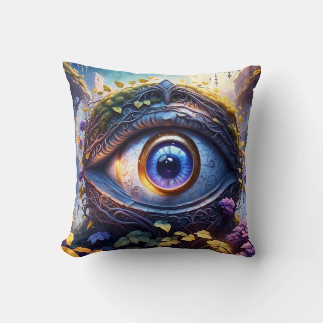 Ancient Temple Öga - Huge Öga - Löv och blommor Kudde (Framsida)