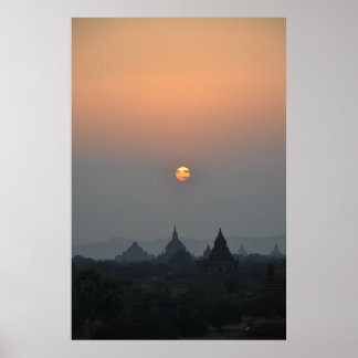 Ancient Temples at Sunset - Bagan, Myanmar Poster