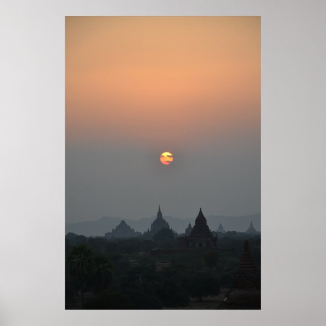 Ancient Temples at Sunset - Bagan, Myanmar Poster (Framsidan)
