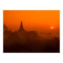Ancient Temples Sunset Luftballong Poster