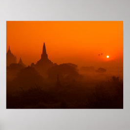 Ancient Temples Sunset Luftballong Poster