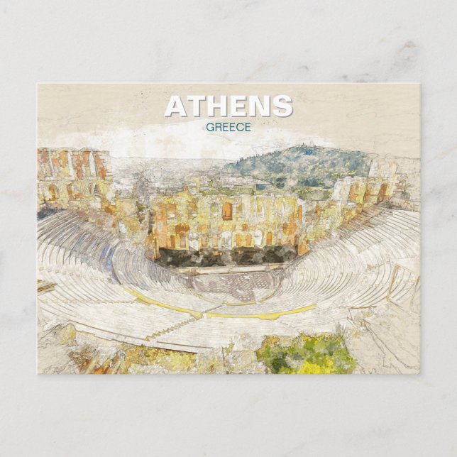 Ancient Theater of Athens Greece  Vykort (Framsida)
