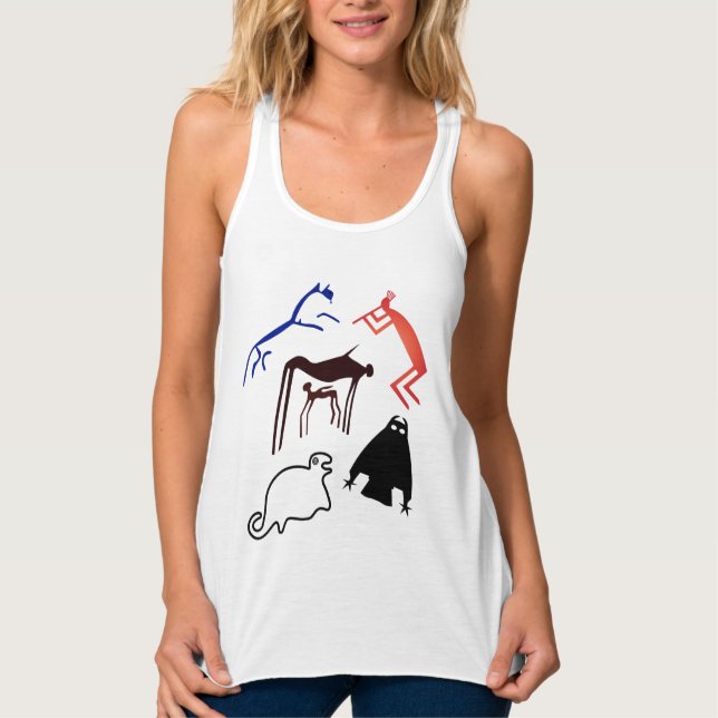 Ancient Tribal Earth Art - Ancient Animals T-Shirt Linne Med Racerback (Framsida)