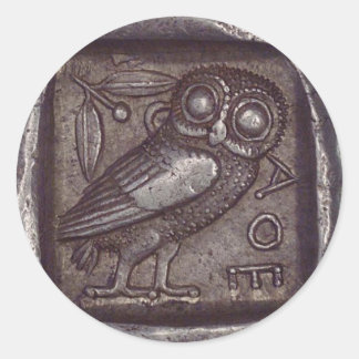 Ancient Uggla Coin Runt Klistermärke