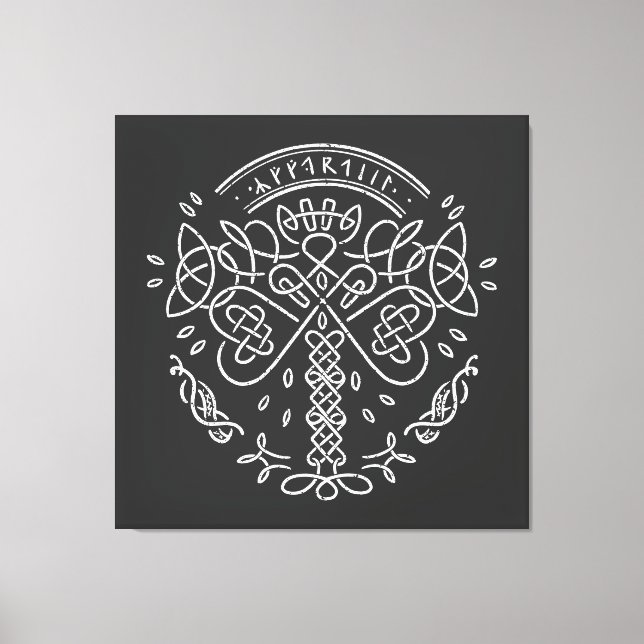 Ancient Viking Celtic Knotwork - Livets träd Canvastryck (Framsida)