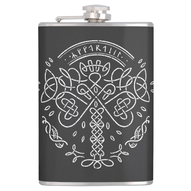 Ancient Viking Celtic Knotwork - Livets träd Fickplunta (Framsidan)