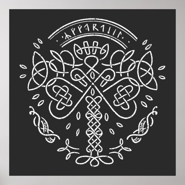 Ancient Viking Celtic Knotwork - Livets träd Poster (Framsidan)