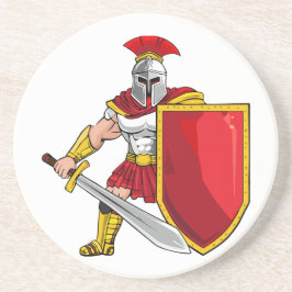 Ancient warrior with sword and shield in helmet an underlägg