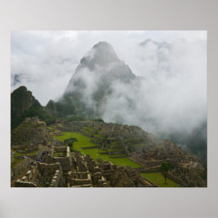 Ancienta ruiner av Machu Picchu med Andes Poster