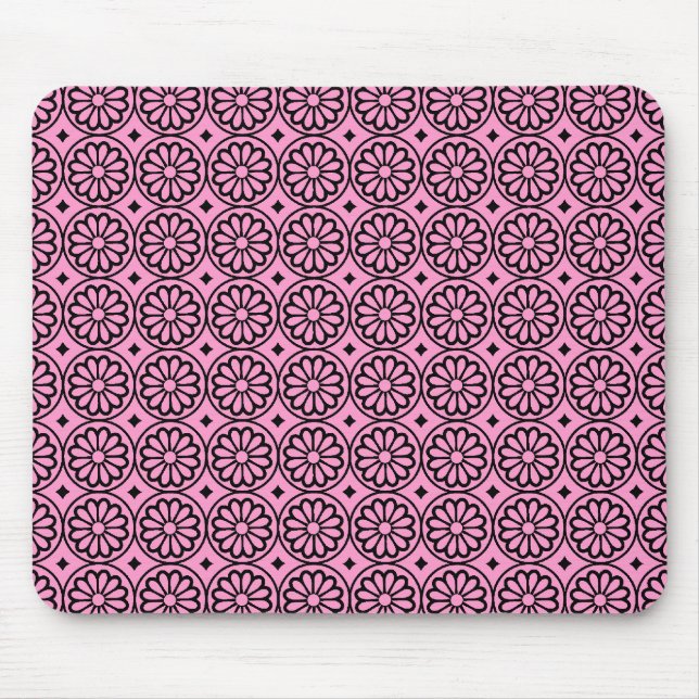 Anciska egyptiska blommor - Rosa på Black Musmatta (Framsidan)