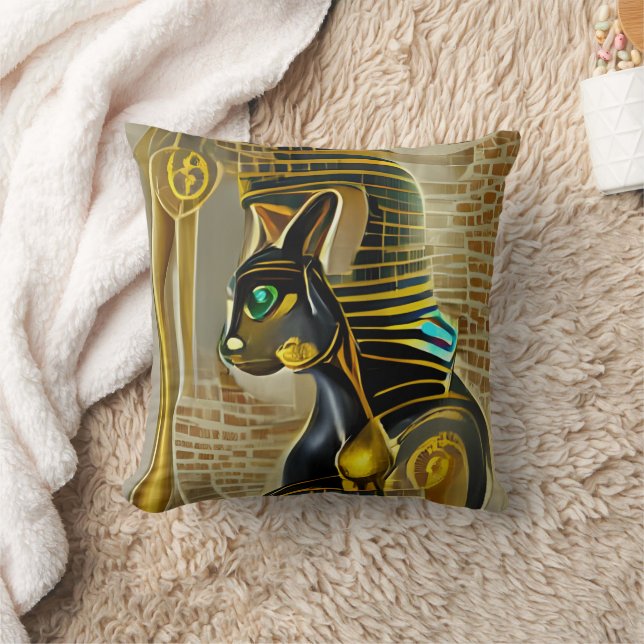 Anciska egyptiska Cat Goddess Bastet AI Art Kudde (Filt)