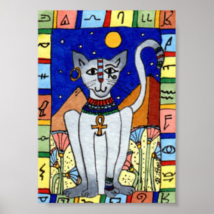 Anciska egyptiska Cat Mini Folk Art Poster