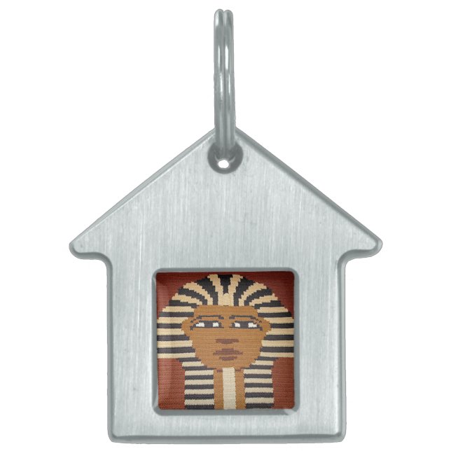 Anciska egyptiska faraoh Kung Tut Brown Crochet Namnbricka Husdjur (Framsidan)