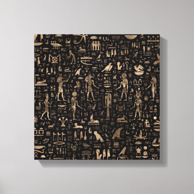 Anciska egyptiska gudar och hieroglyfer canvastryck (Framsida)