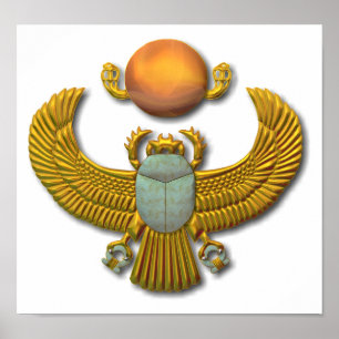 Anciska egyptiska Helig Scarab - Guld Poster