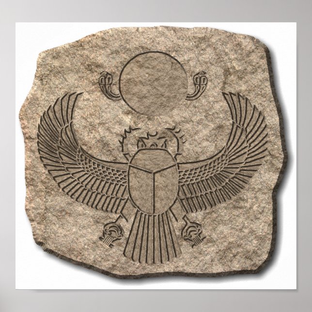 Anciska egyptiska Helig Scarab Stone Poster (Framsidan)