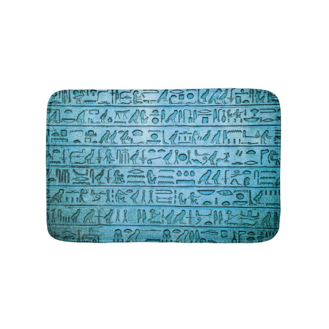 Anciska egyptiska Hieroglyfer Blue Badrumsmatta (Framsidan)