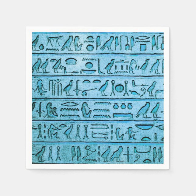 Anciska egyptiska Hieroglyfer Blue Pappersservett (Framsidan)