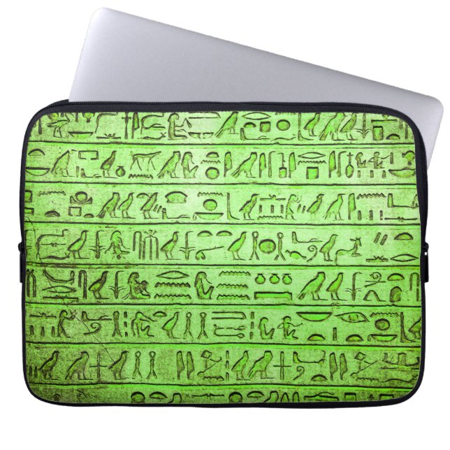 Anciska egyptiska Hieroglyfer Grönt Laptop sleeve (Framsidan)