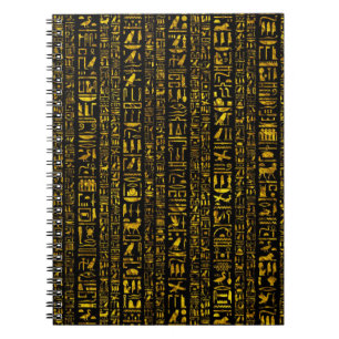 Anciska egyptiska hieroglyfer guld och svarta färg anteckningsbok