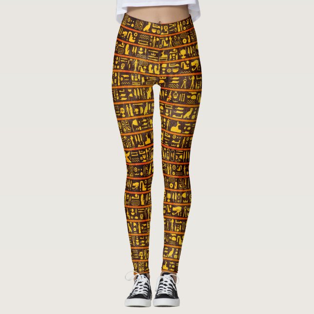 Anciska egyptiska Hieroglyfer Leggings (Framsida)