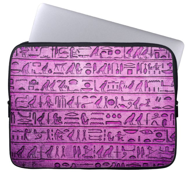 Anciska egyptiska Hieroglyfer Lila Laptop sleeve (Framsidan)